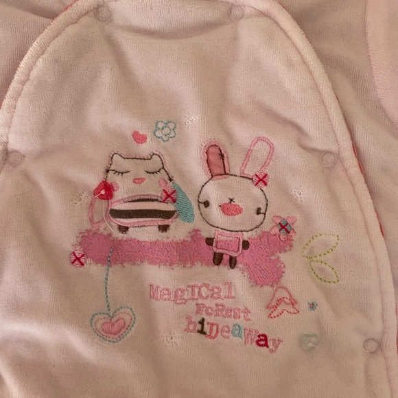 Babaluno Pink Snap Front lightly padded Hooded Bunting size Newborn-3 Months - Picture 3 of 9